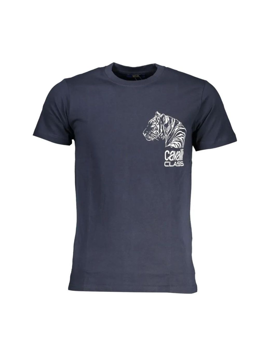 Roberto Cavalli Blue Tiger-Print Logo-Print T-Shirt for men