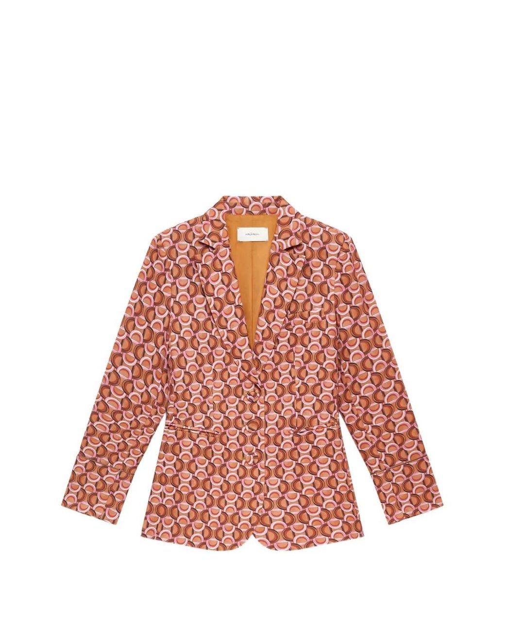 Maliparmi Red Graphic Orbit Chain-Print Blazer