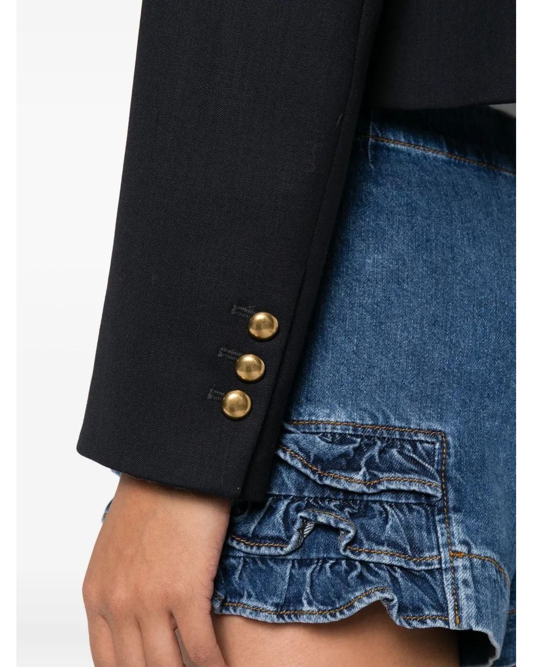 P.A.R.O.S.H. Black Liliuxy Button-Fastening Cropped Jacket