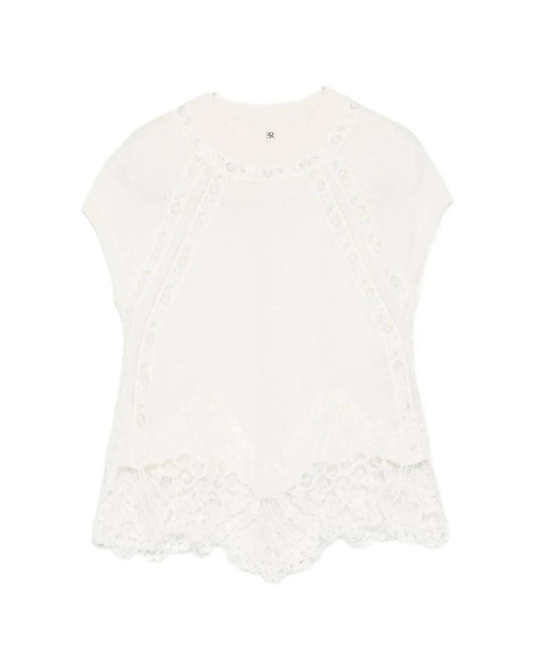 Ermanno Scervino White Lace-Trim Knitted Top