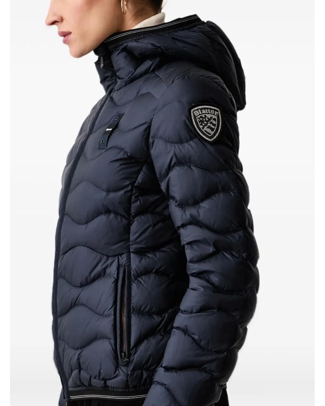 Blauer Golfgewatteerd Jack Met Capuchon in het Black