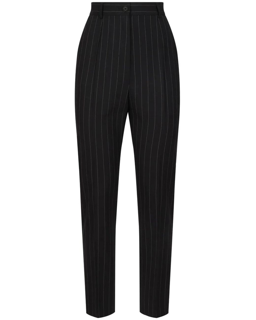 Dolce & Gabbana Black Pinstripe Wool Trousers