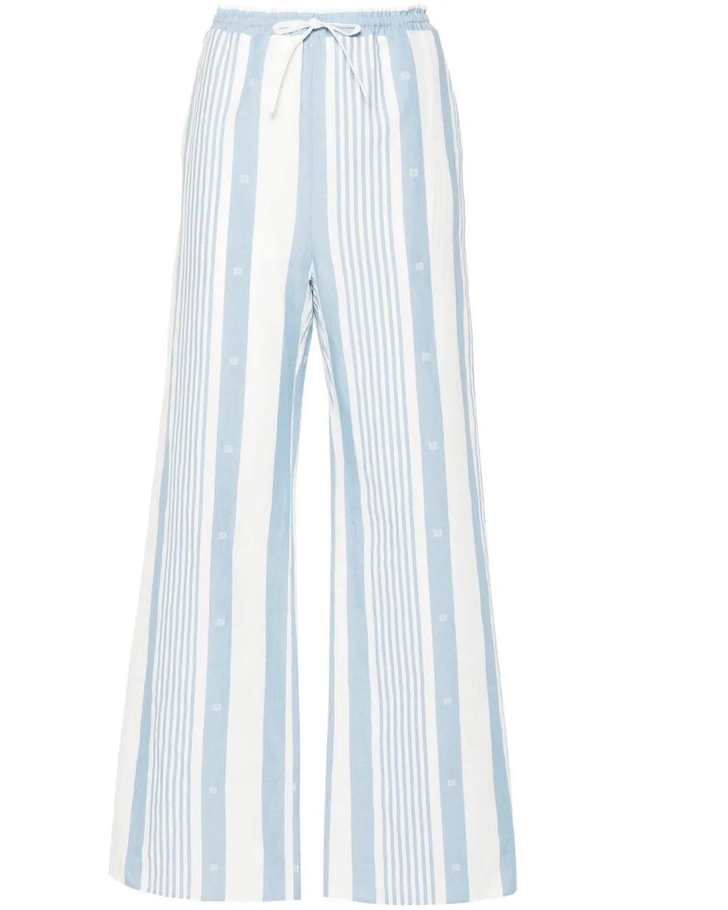Pantalones De Algodón Y Lino Con Rayas 4G Givenchy de color Blue