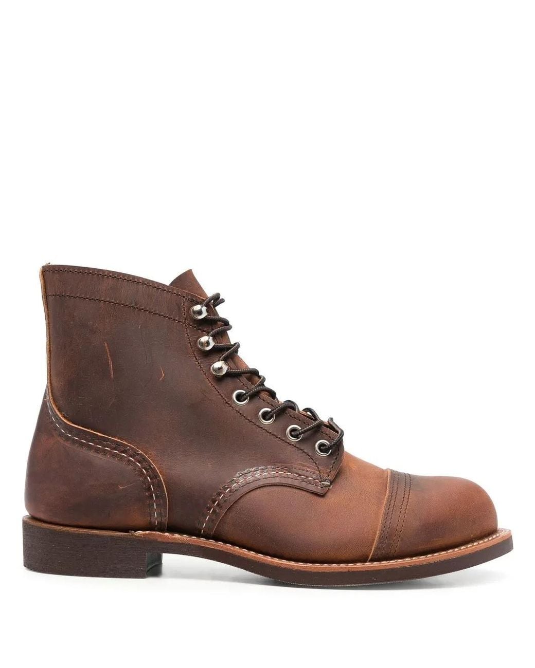 Red Wing Brown Leather Lace-Up Boots for men