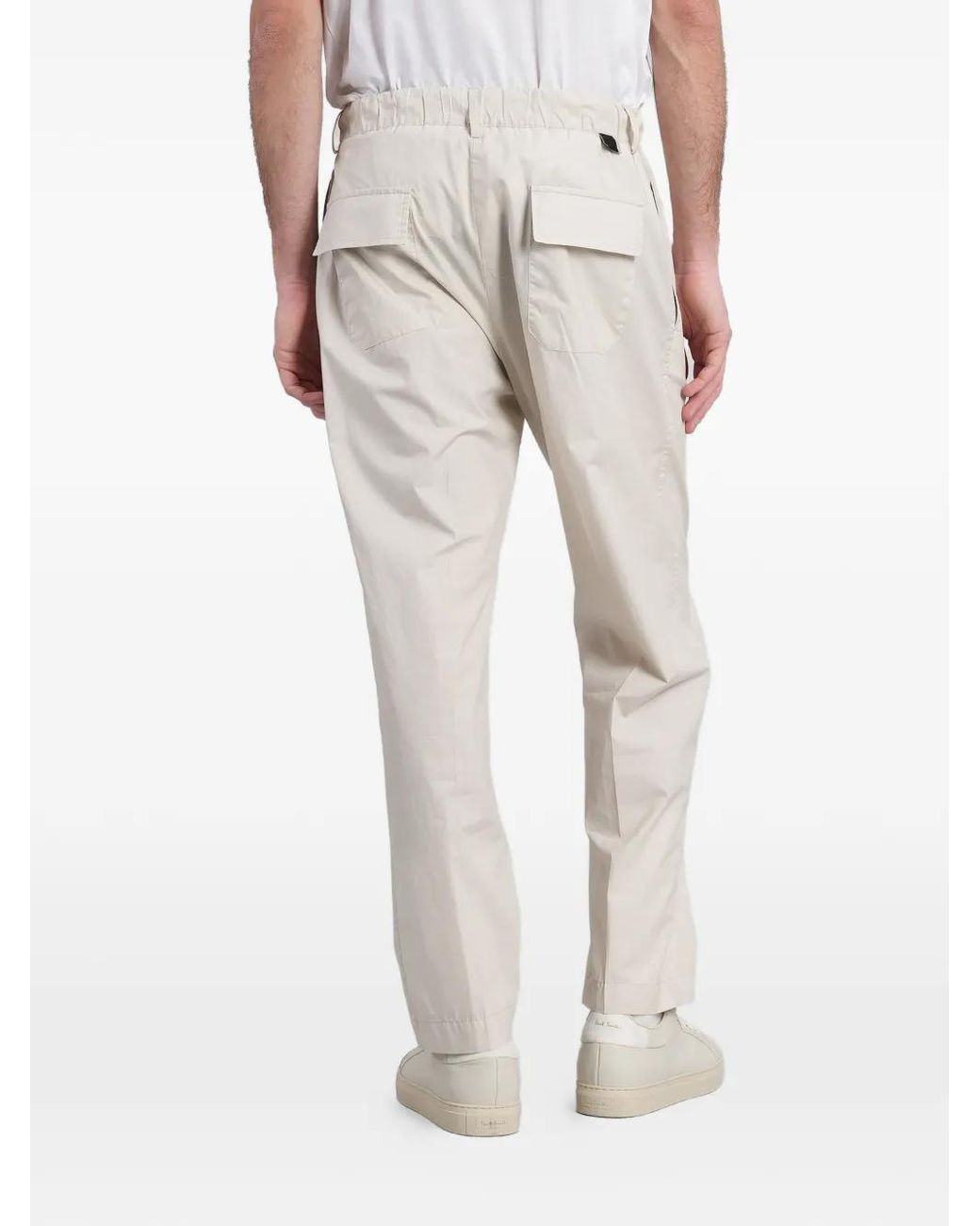 Low Brand White Drawstring-Waist Tapered Trousers for men
