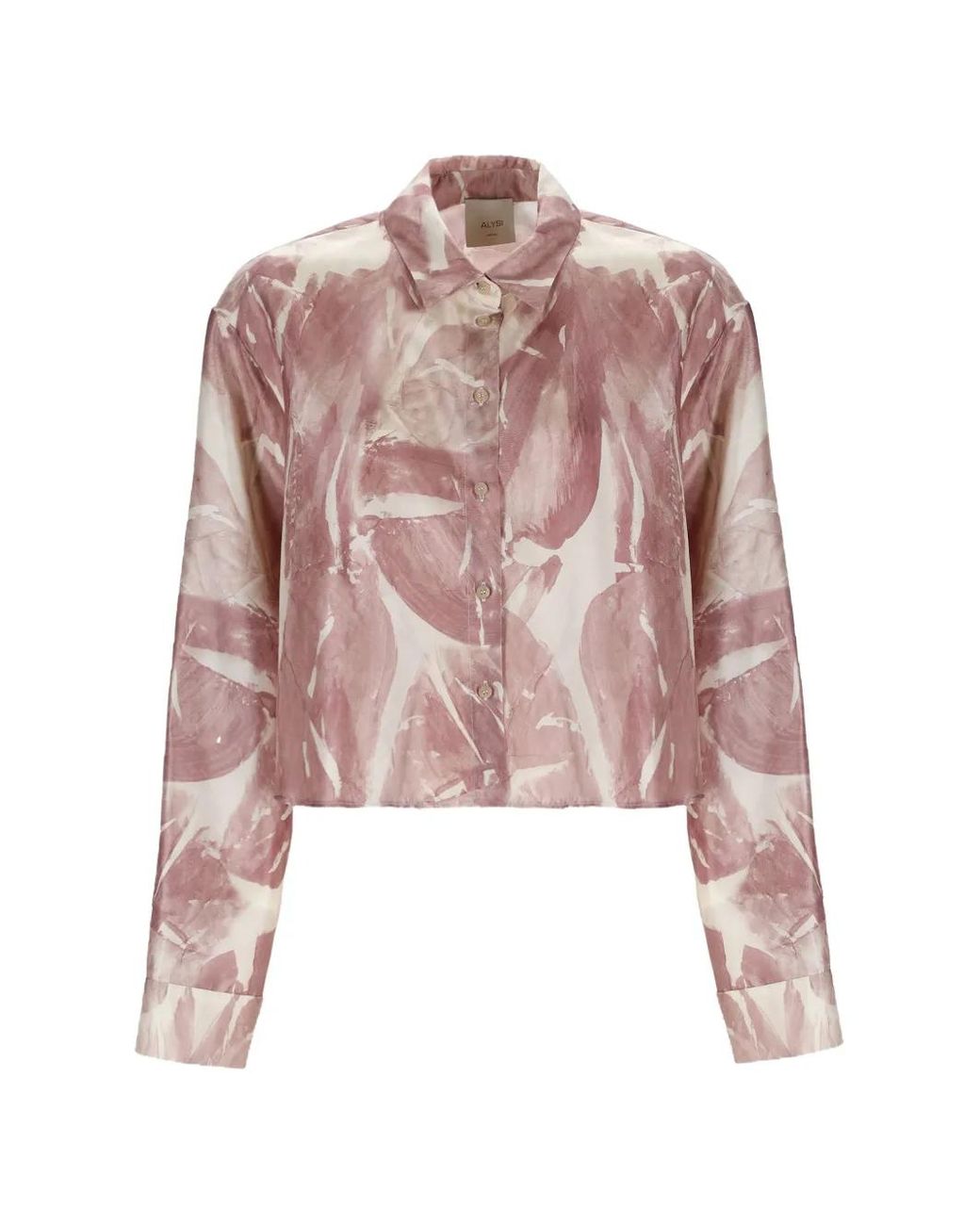 Alysi Pink Point-Collar Print Shirt