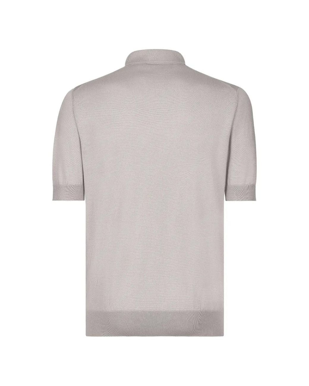 Dolce & Gabbana Gray Fine-Knit Polo Shirt for men