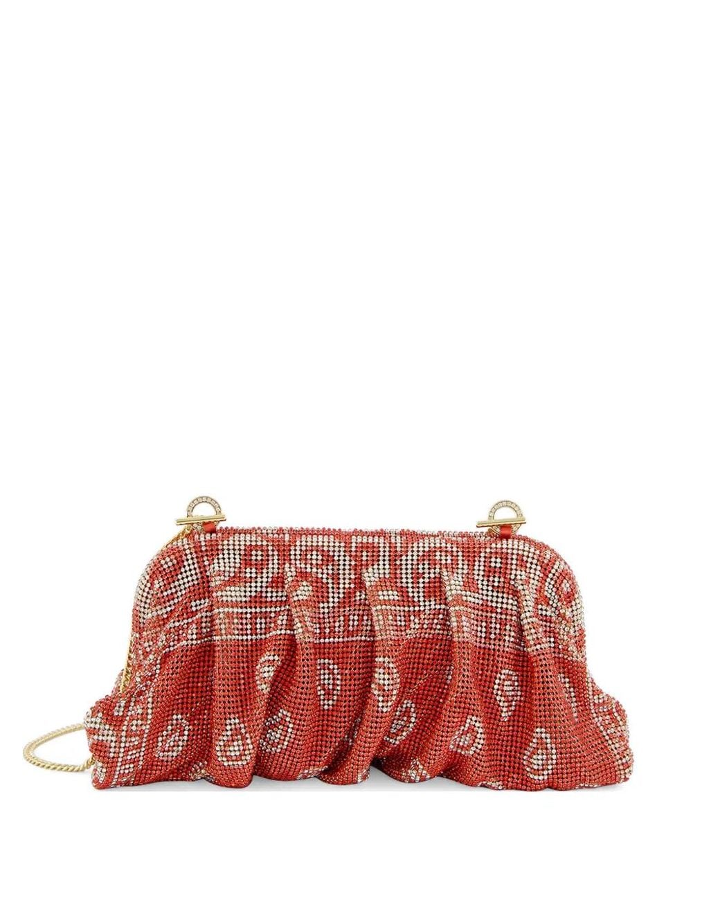 Benedetta Bruzziches Red Venus Paisley-Print Clutch Bag