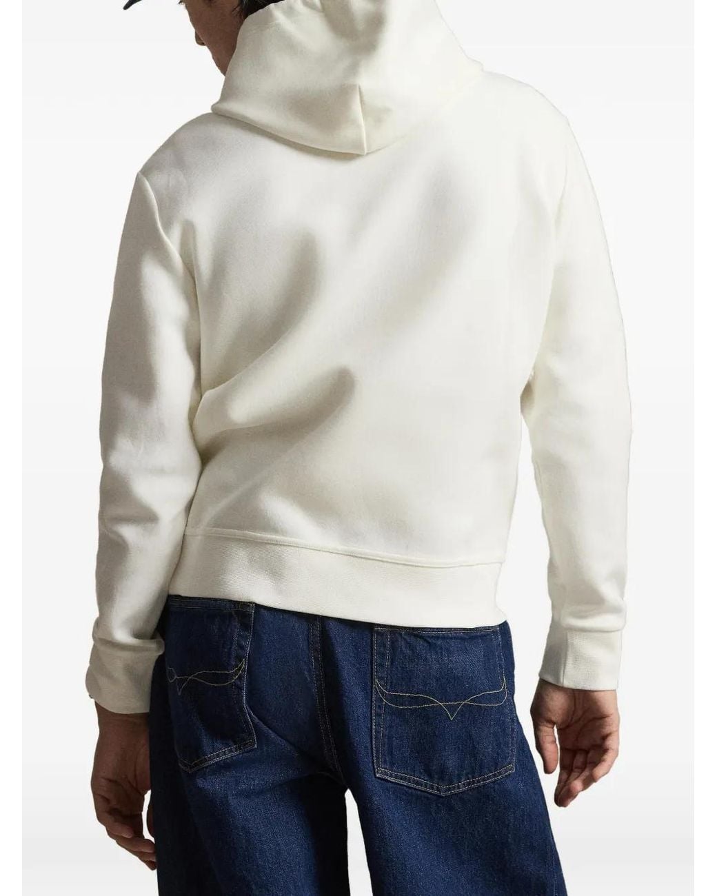 Polo Ralph Lauren White Drawstring Embroidered Hoodie for men