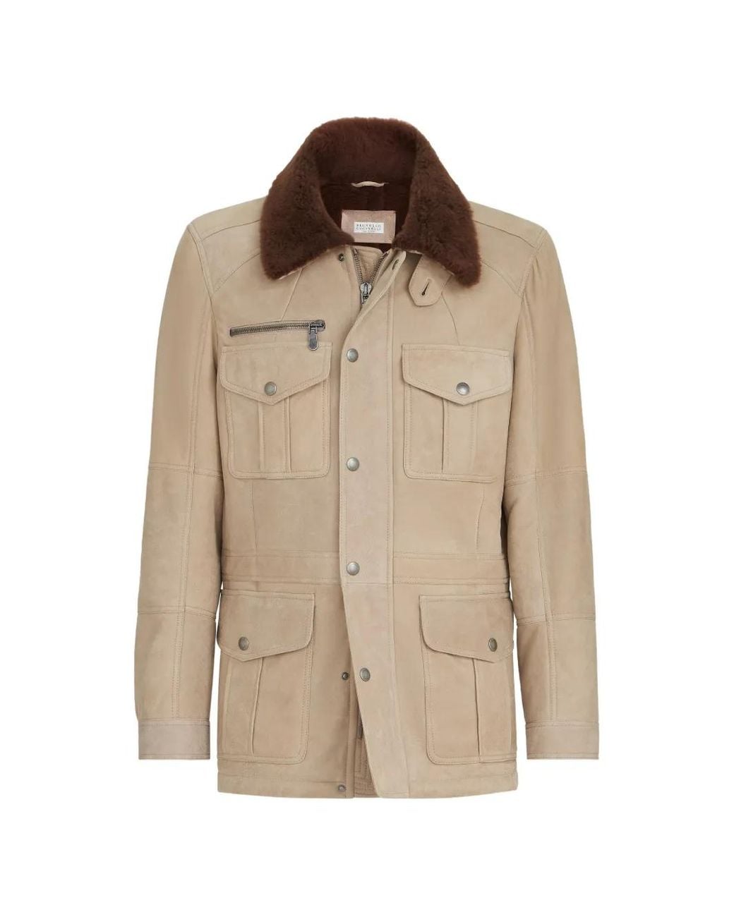 Brunello Cucinelli Natural Shearling Safari Jacket for men