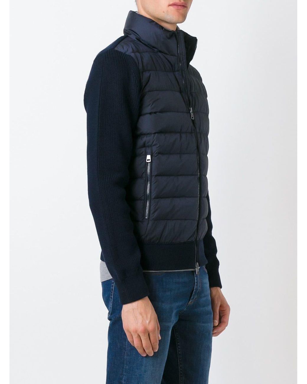 【別注】★ MONCLER モンクレール MAGLIONE TRICOT SCOM-14-42 ニット カーディガン 切替ダウン サイズM ネイビー 冬 Mサイズ