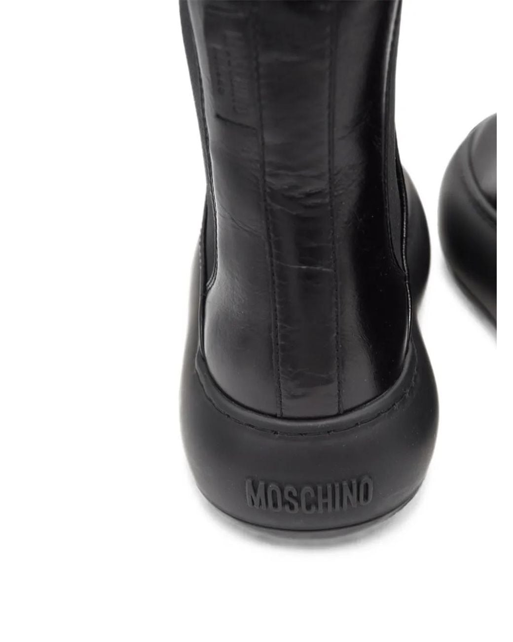 Moschino Black Oversize Round-Toe Chelsea Boots