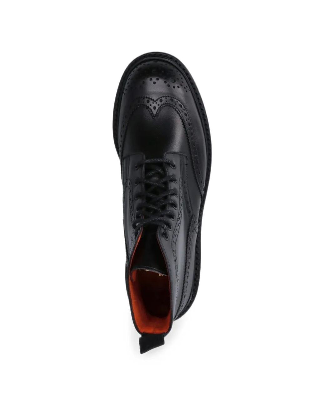 Tricker's Black Stephy Brogue-Detail Lace-Up Boots