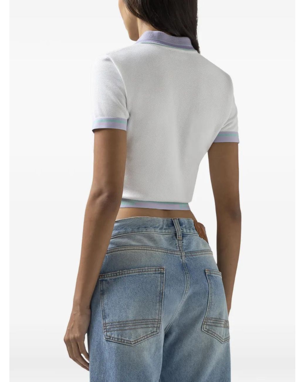 Gcds White Logo-Trim Polo Top