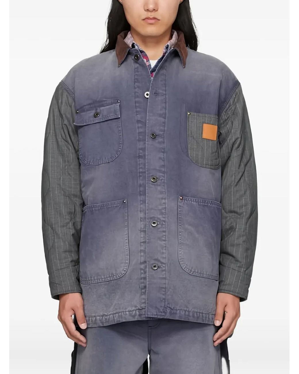 Quilted Panelled Jacket di KHOKI in Gray da Uomo
