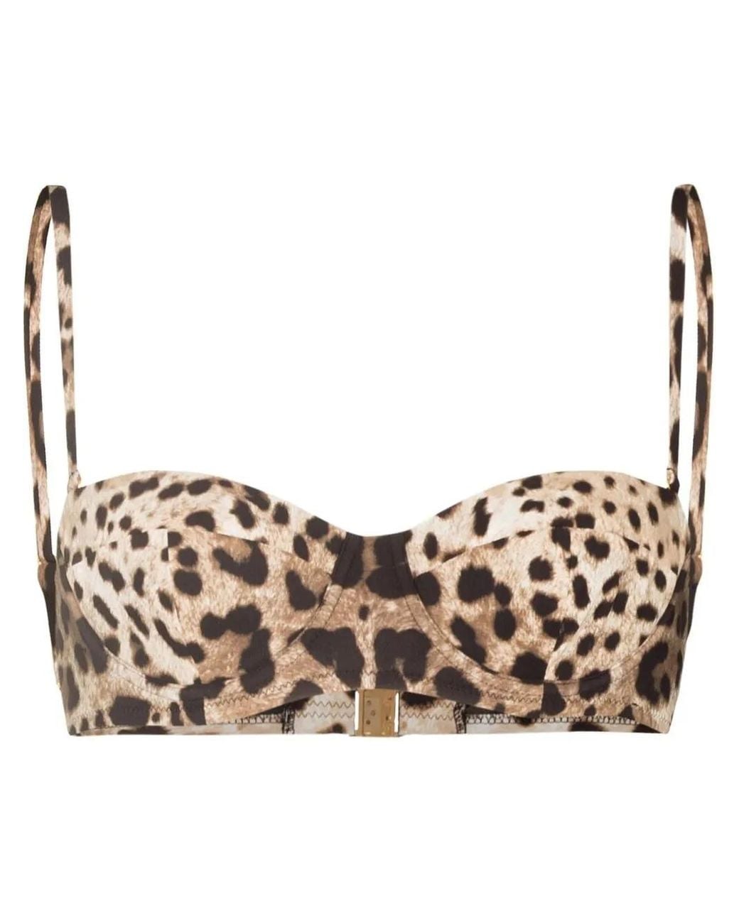 Dolce & Gabbana Brown Leopard-Print Bikini Top