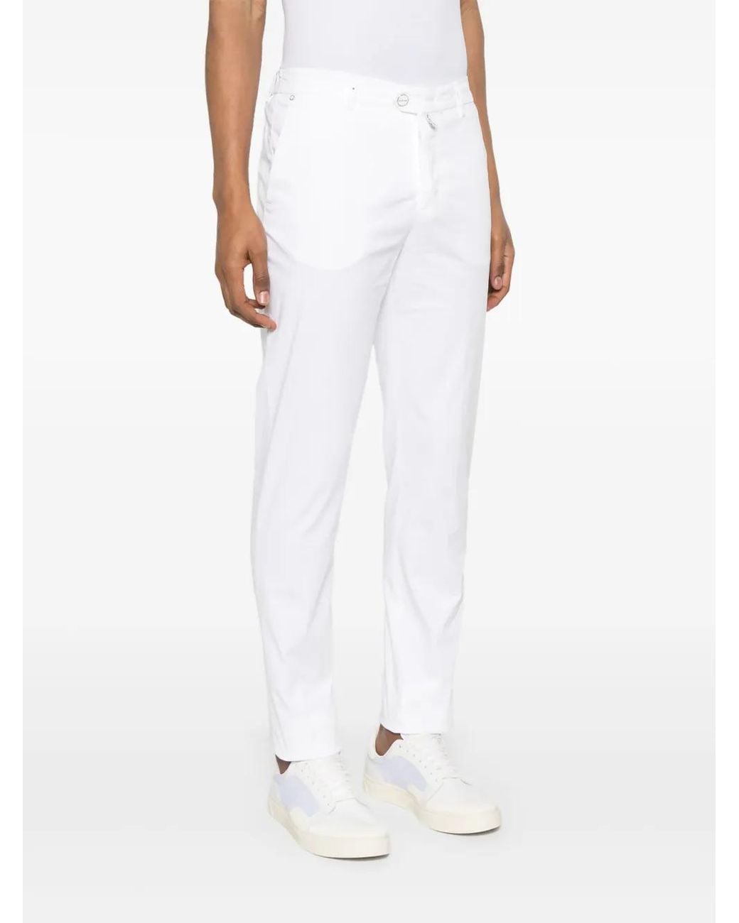 Kiton White Logo-Patch Chinos for men