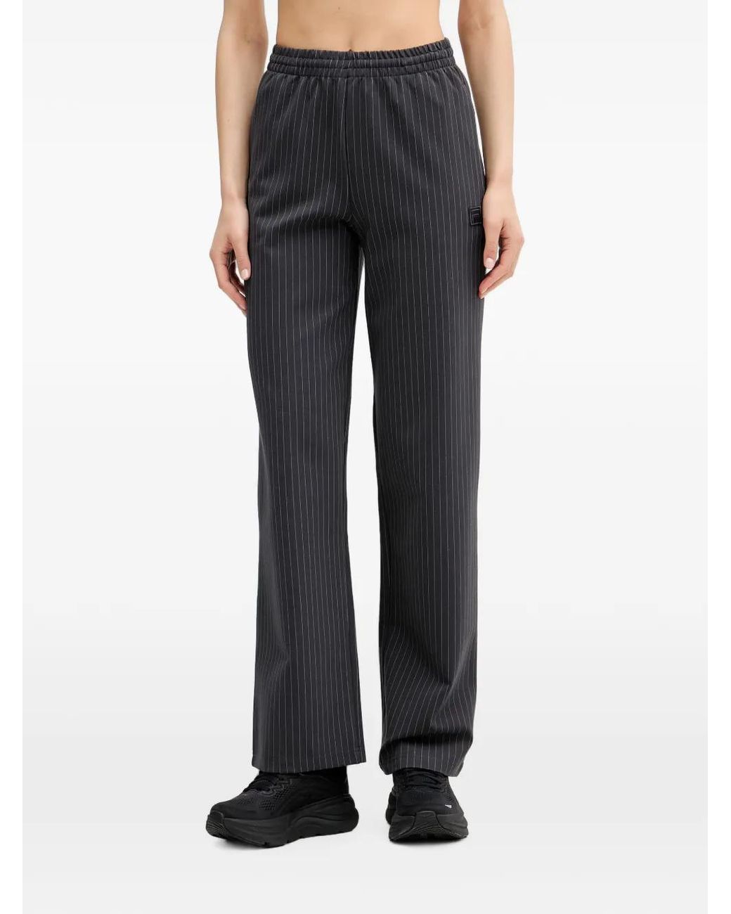 Fila Black Pinstripe-Pattern Track Pants