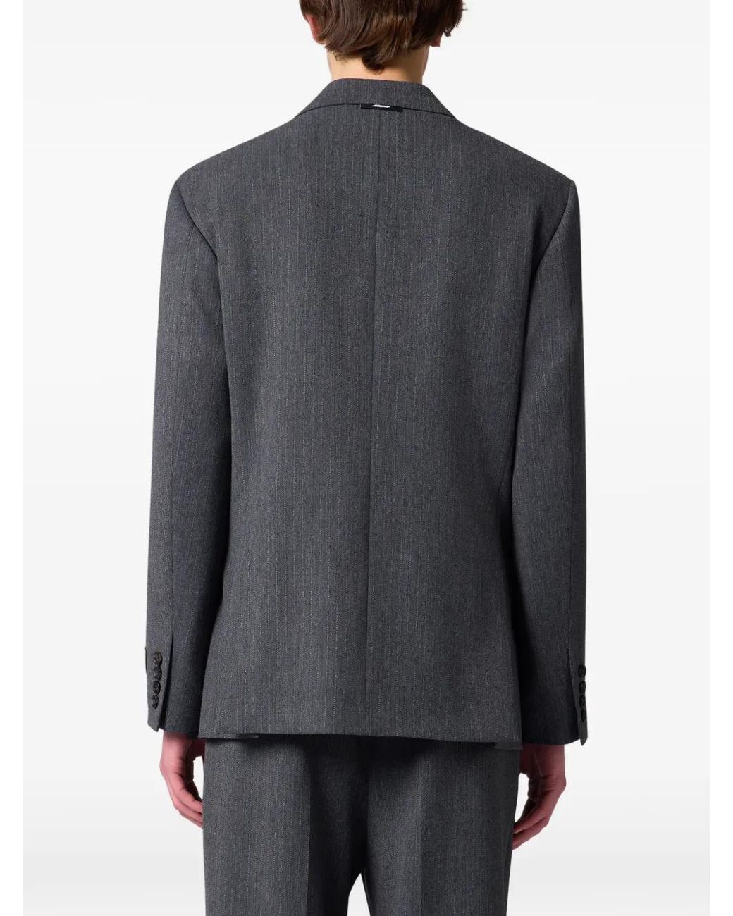 MSGM Black Pinstripe-Pattern Double-Breasted Jacket for men