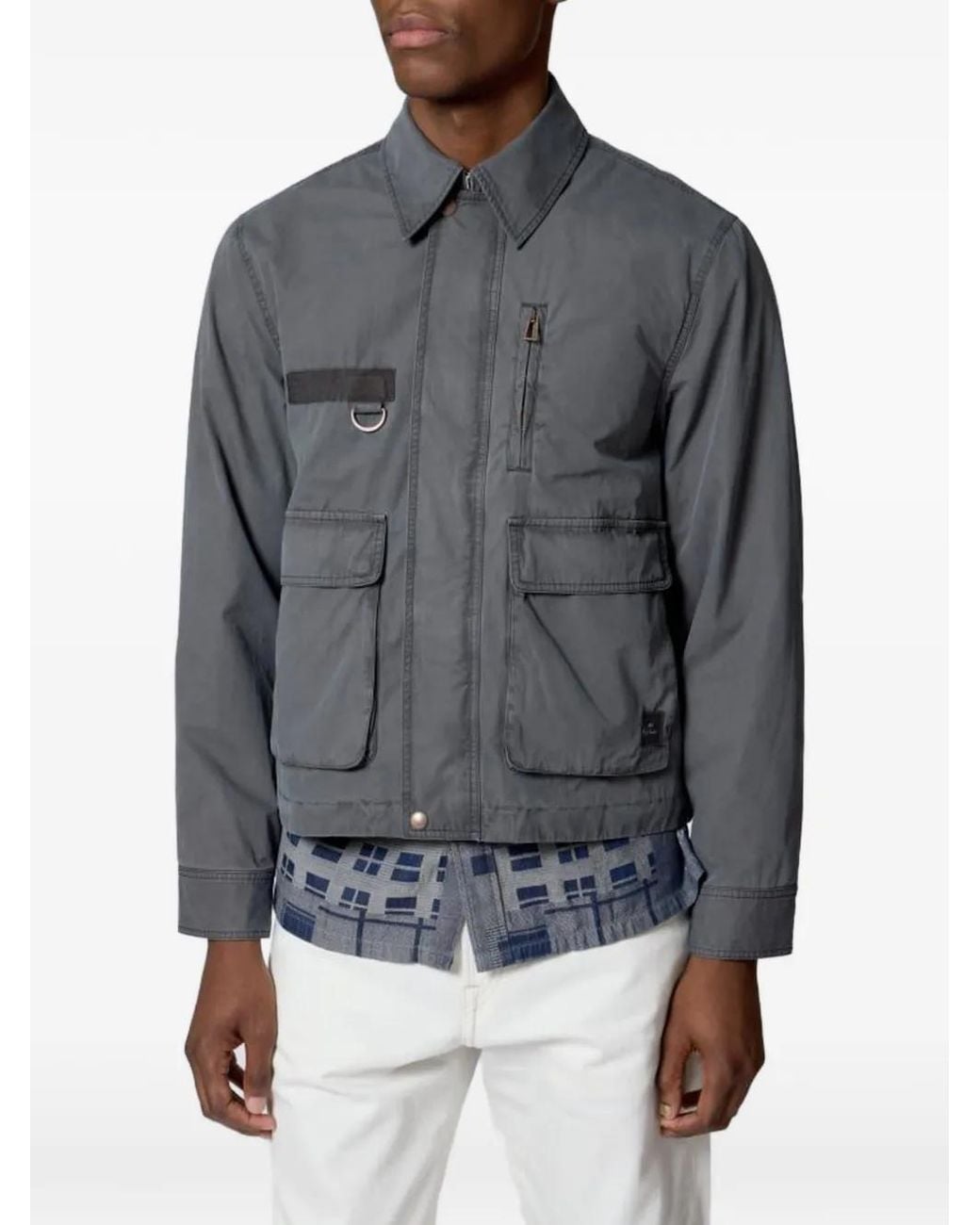 Paul Smith Gray Multi-Pocket Zip-Up Jacket for men
