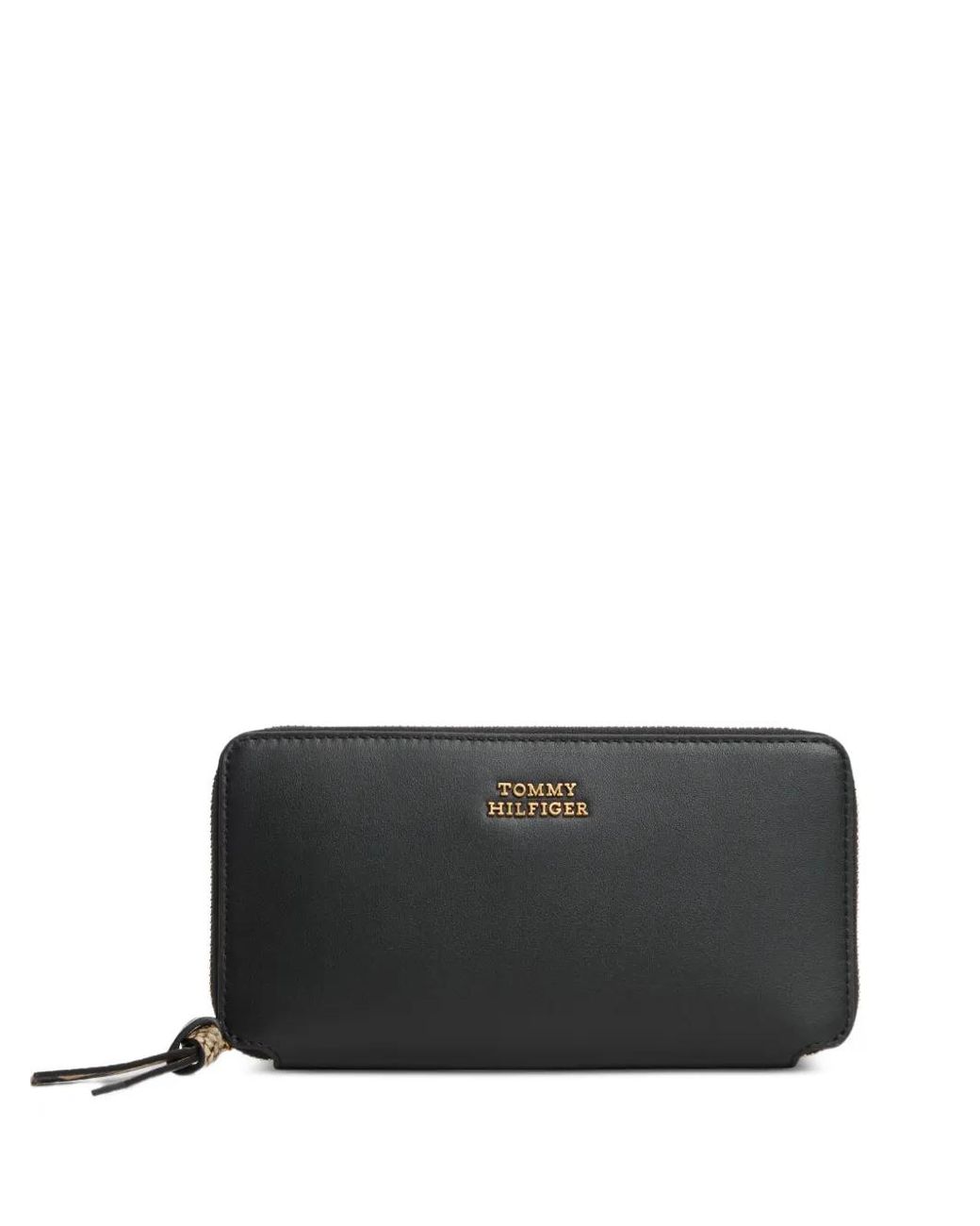Tommy Hilfiger Black Portefeuille Zippé À Plaque Logo