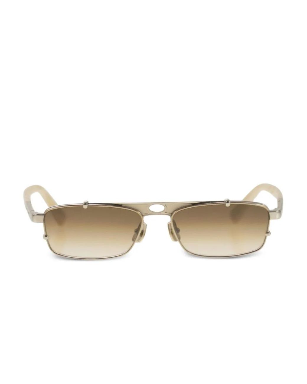 Brunello Cucinelli Natural Paloma Double-Bridge Rectangular Sunglasses