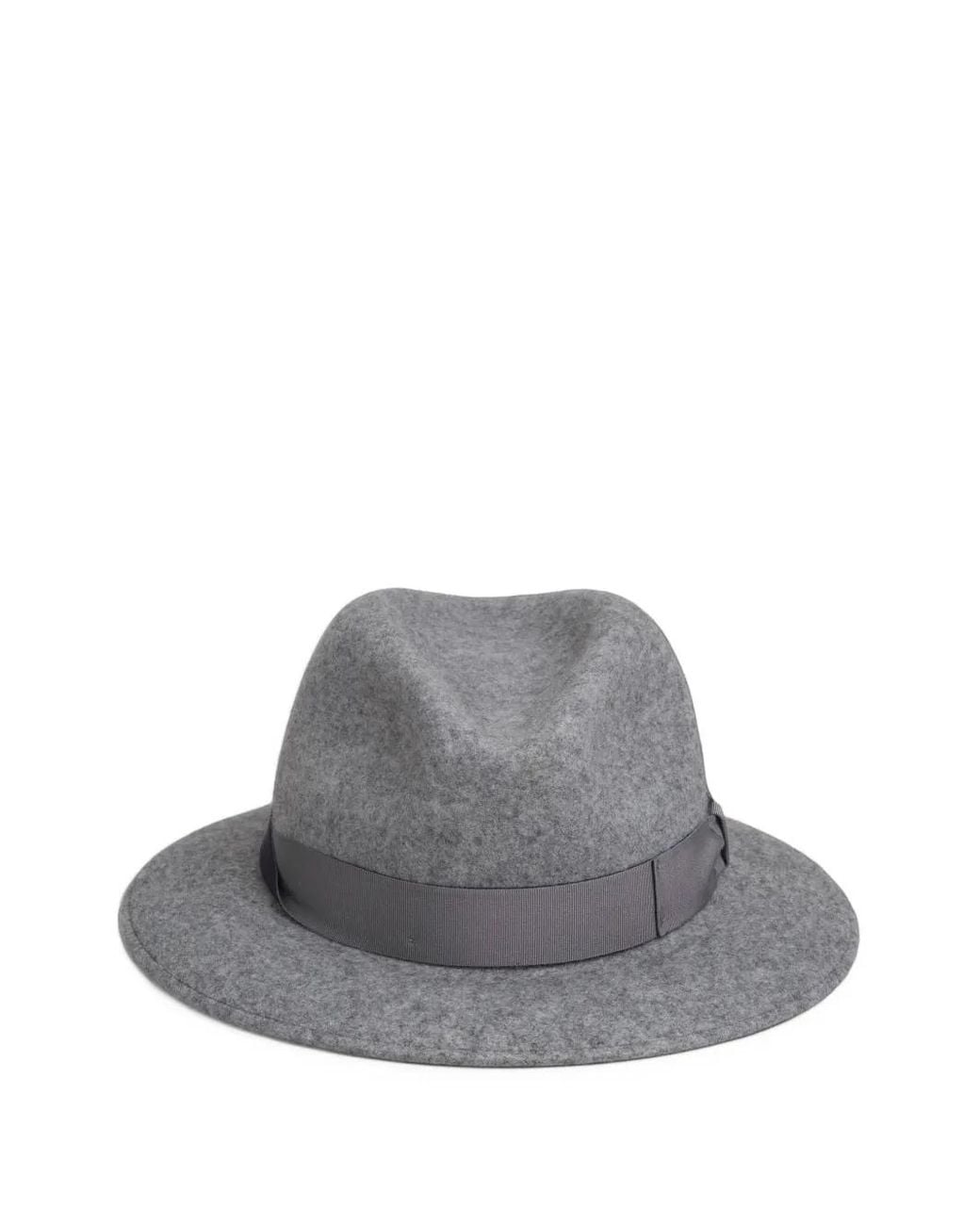 Borsalino Gray Country Grosgrain-Trim Fedora Hat for men