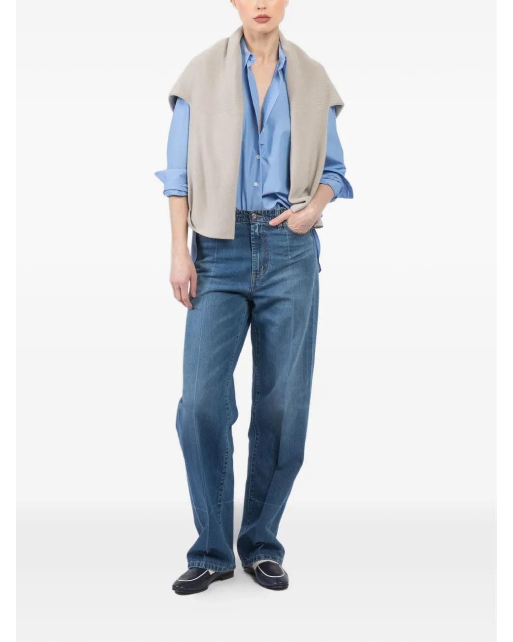 Dusan Blue Long-Sleeved Buttoned Shirt
