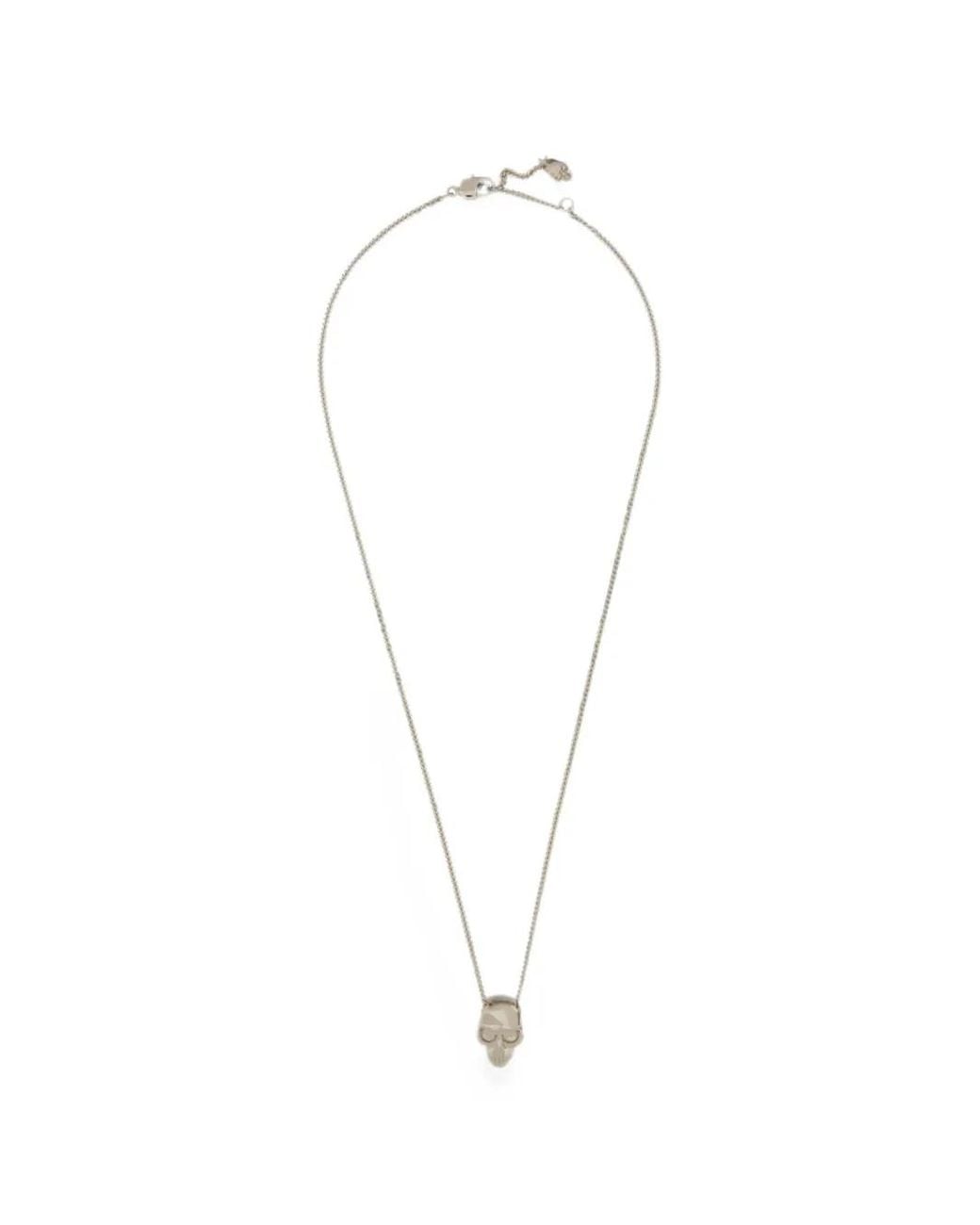 McQueen White Skull Pendant Necklace for men