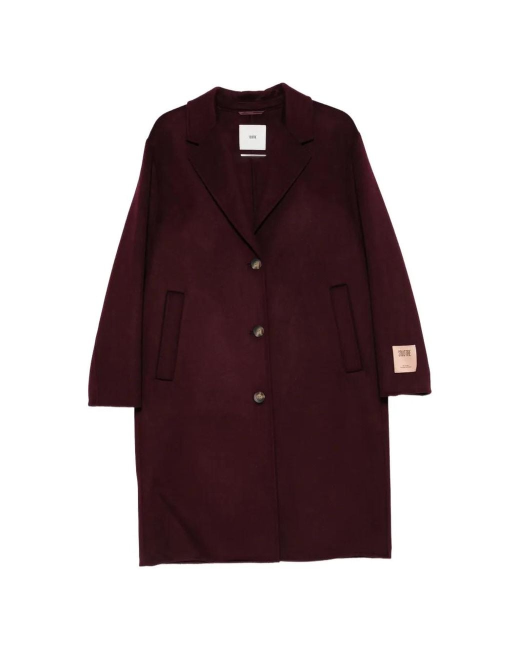 SOLOTRE Red Single-Breasted Notch-Lapels Coat