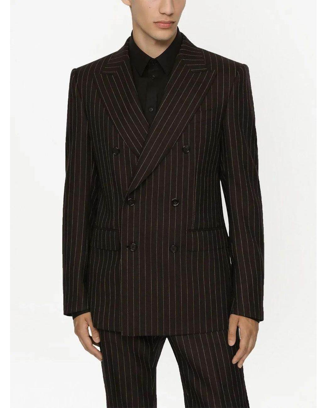 Dolce & Gabbana Black Sicilia Pinstripe Double-Breasted Blazer for men