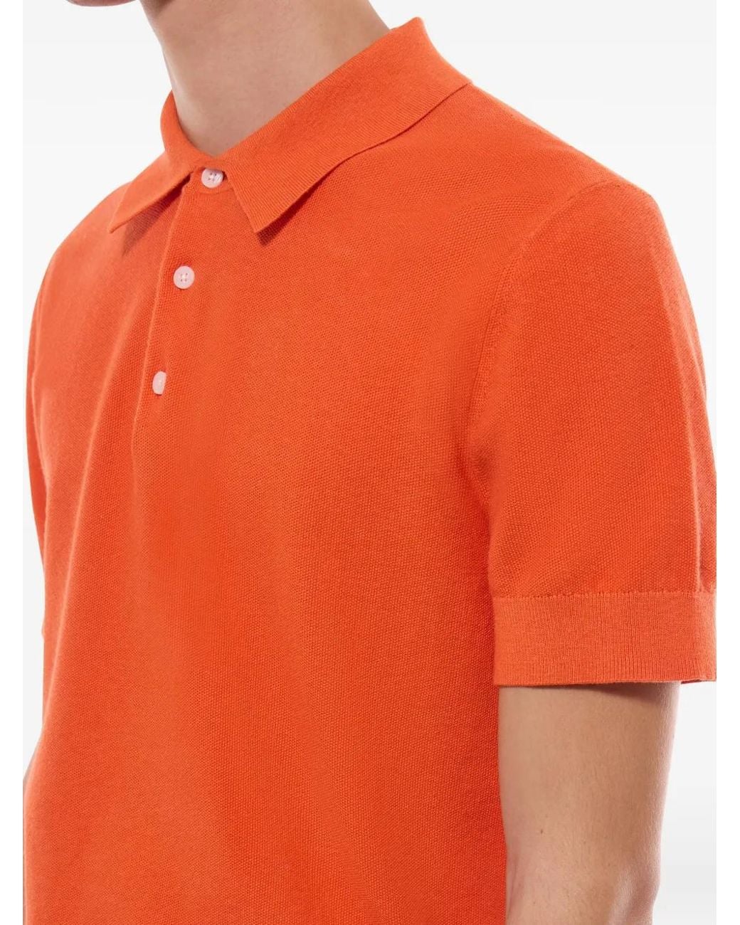 Fursac Orange Button-Up Polo Shirt for men