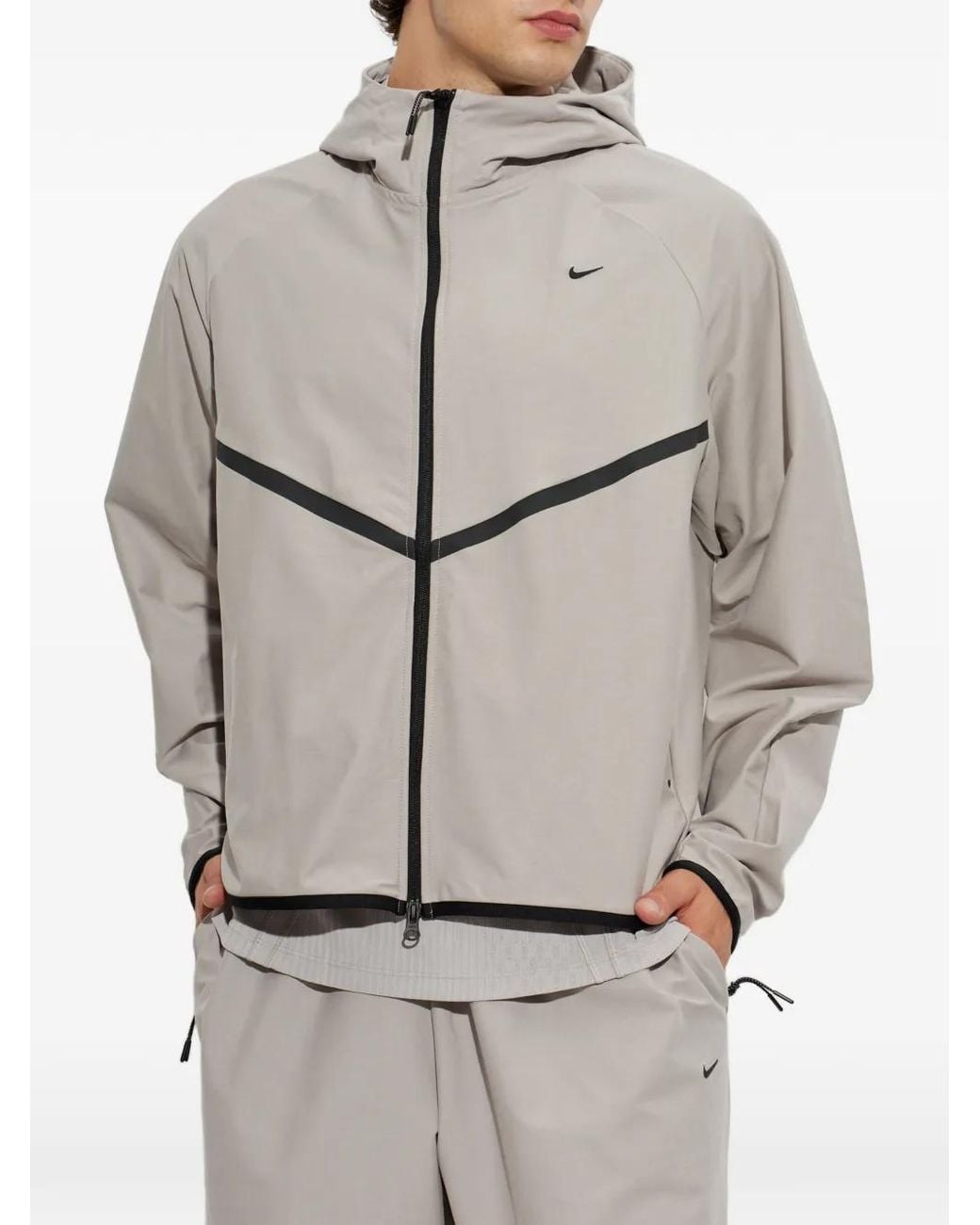 Nike Gray Tech Shori-Knit Full-Zip Windrunner Jacket for men