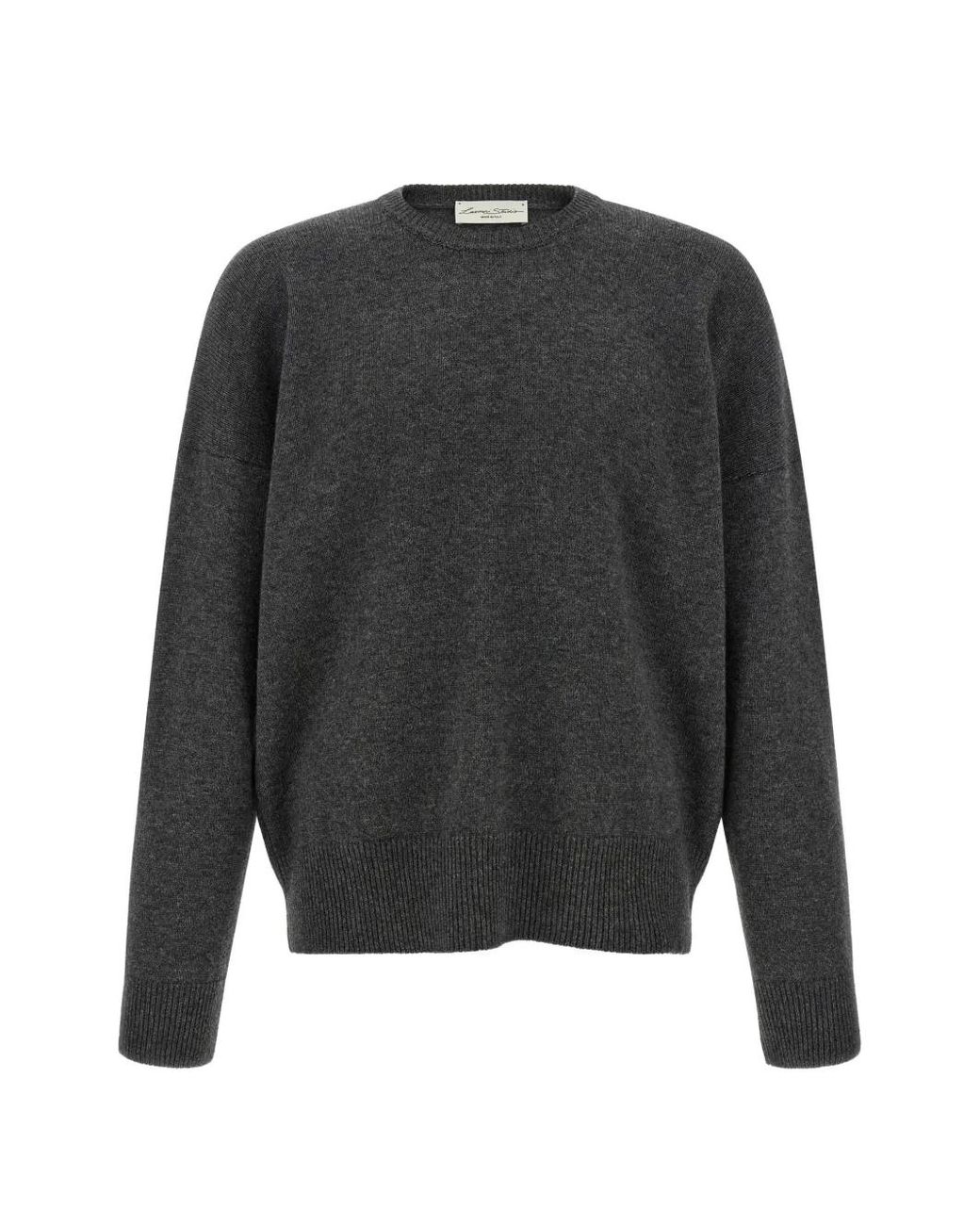 LARMERI STUDIO Gray Dropped-Shoulder Crew-Neck Sweater