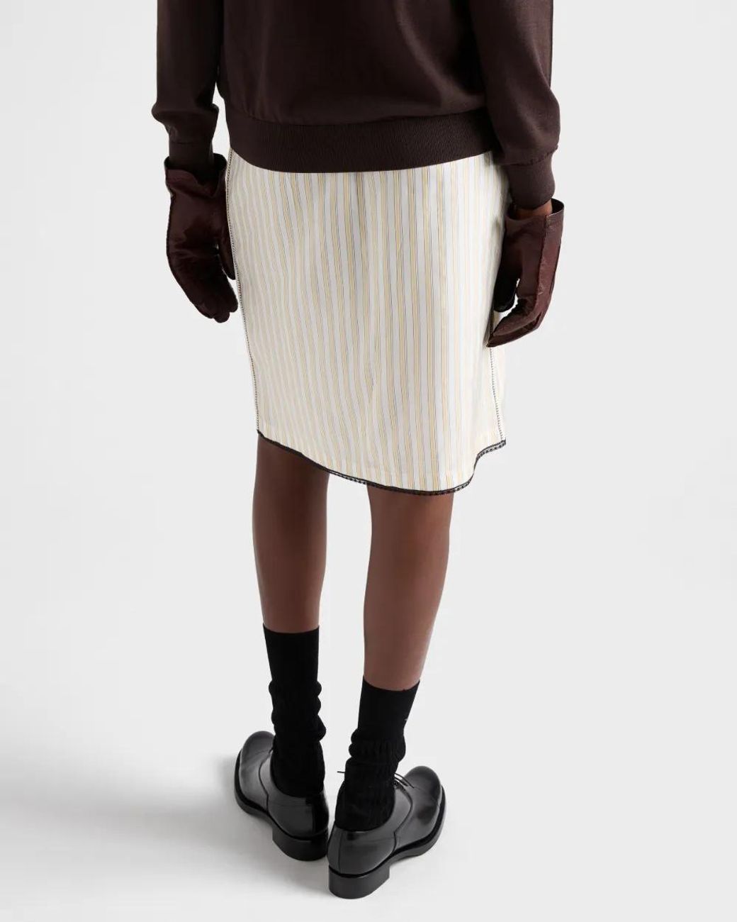 Prada White Striped Skirt With Appliqué