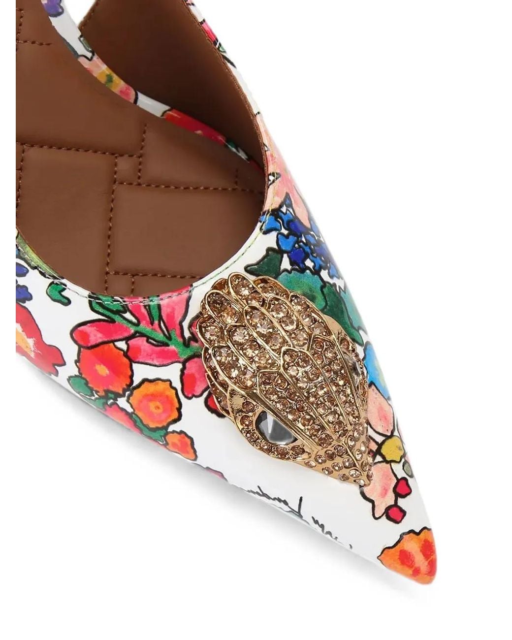 Kurt Geiger White Floral-Print Crystal-Embellished Pumps