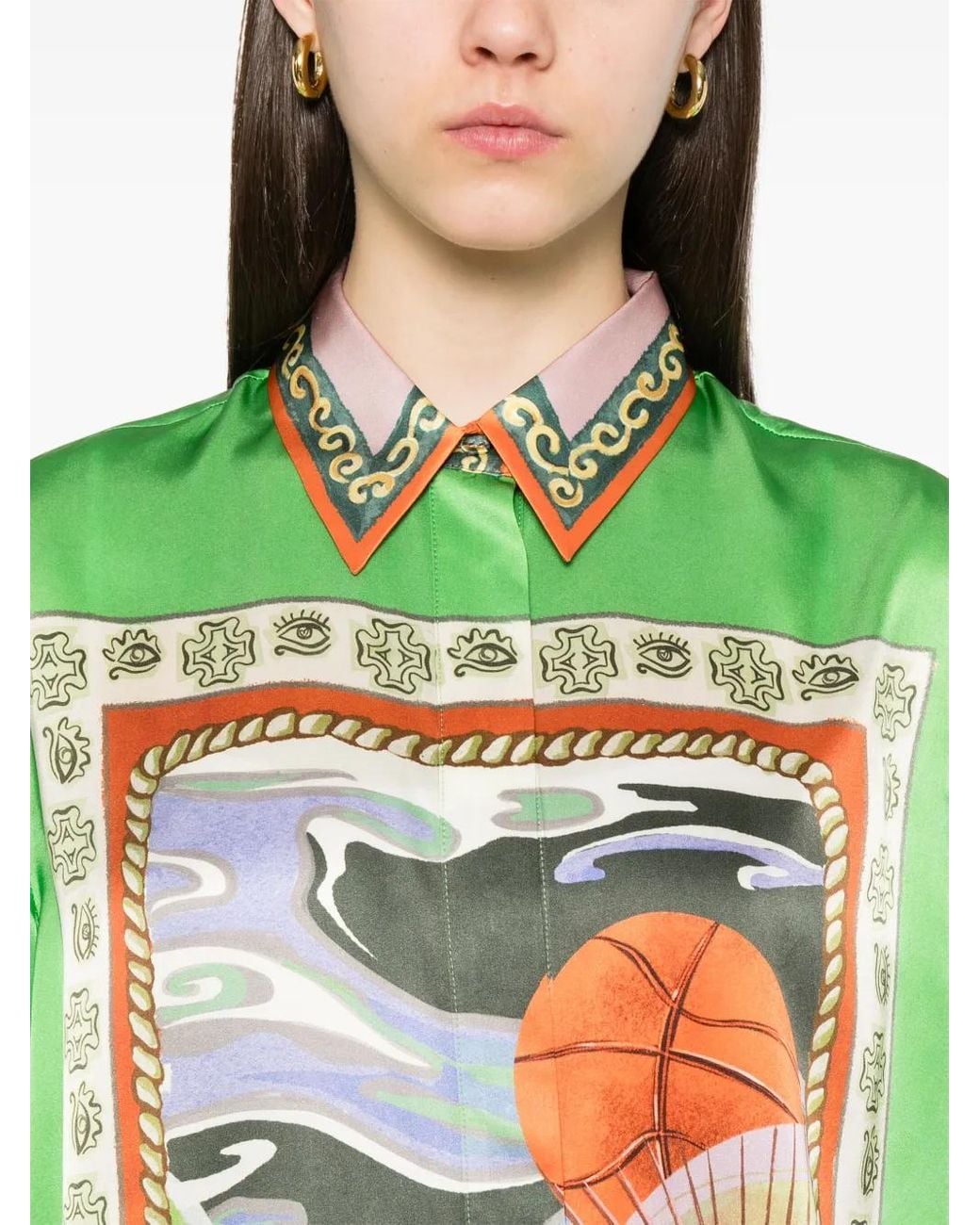 ALÉMAIS Lucky Pace Zijden Blouse in het Green