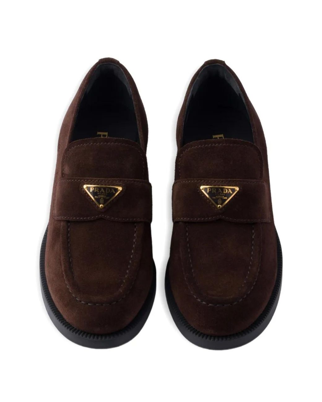 Prada Brown Loafer Aus Wildleder Mit Triangel-Logo