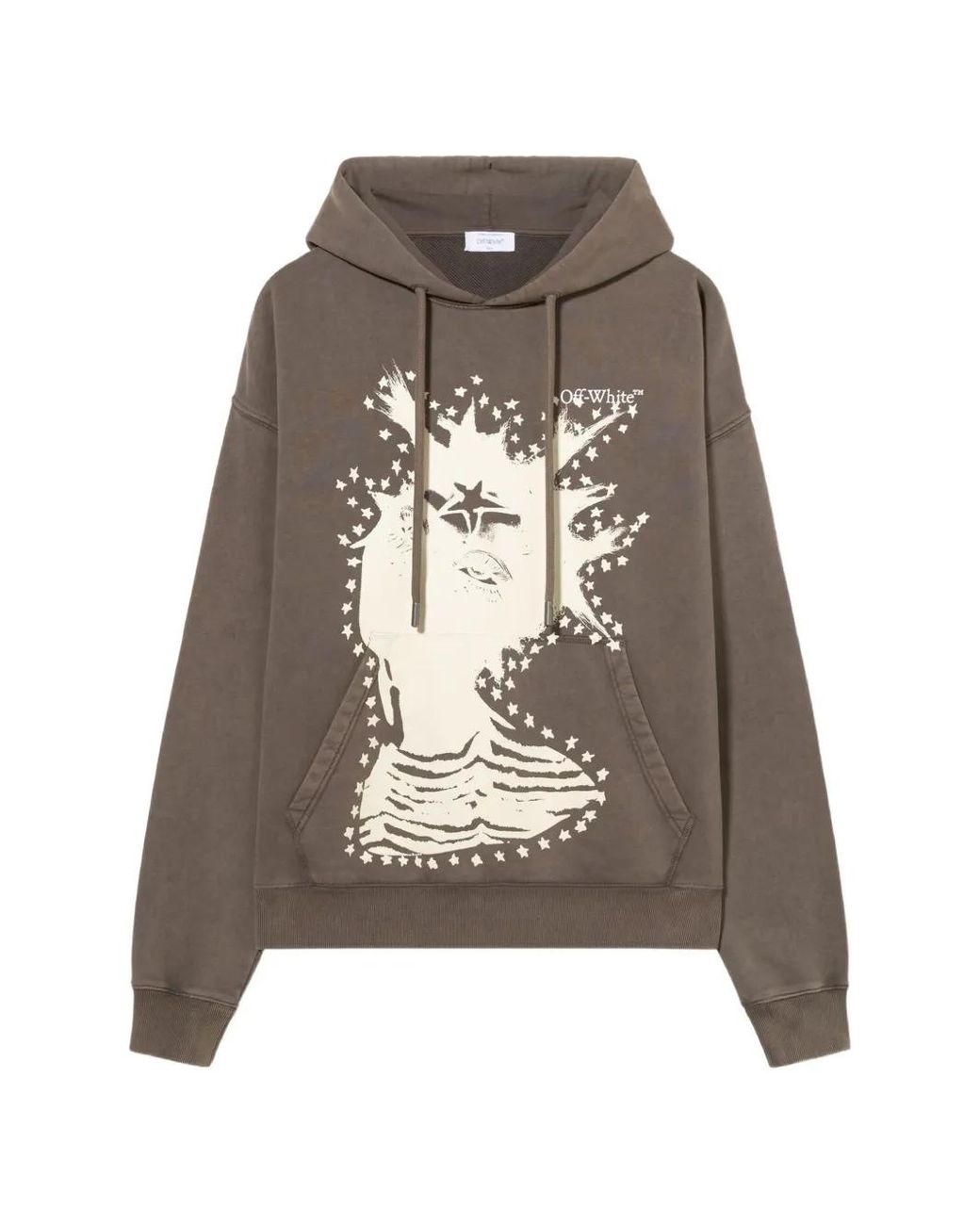 Off-White c/o Virgil Abloh Brown Graphic-Print Drawstring Hoodie for men