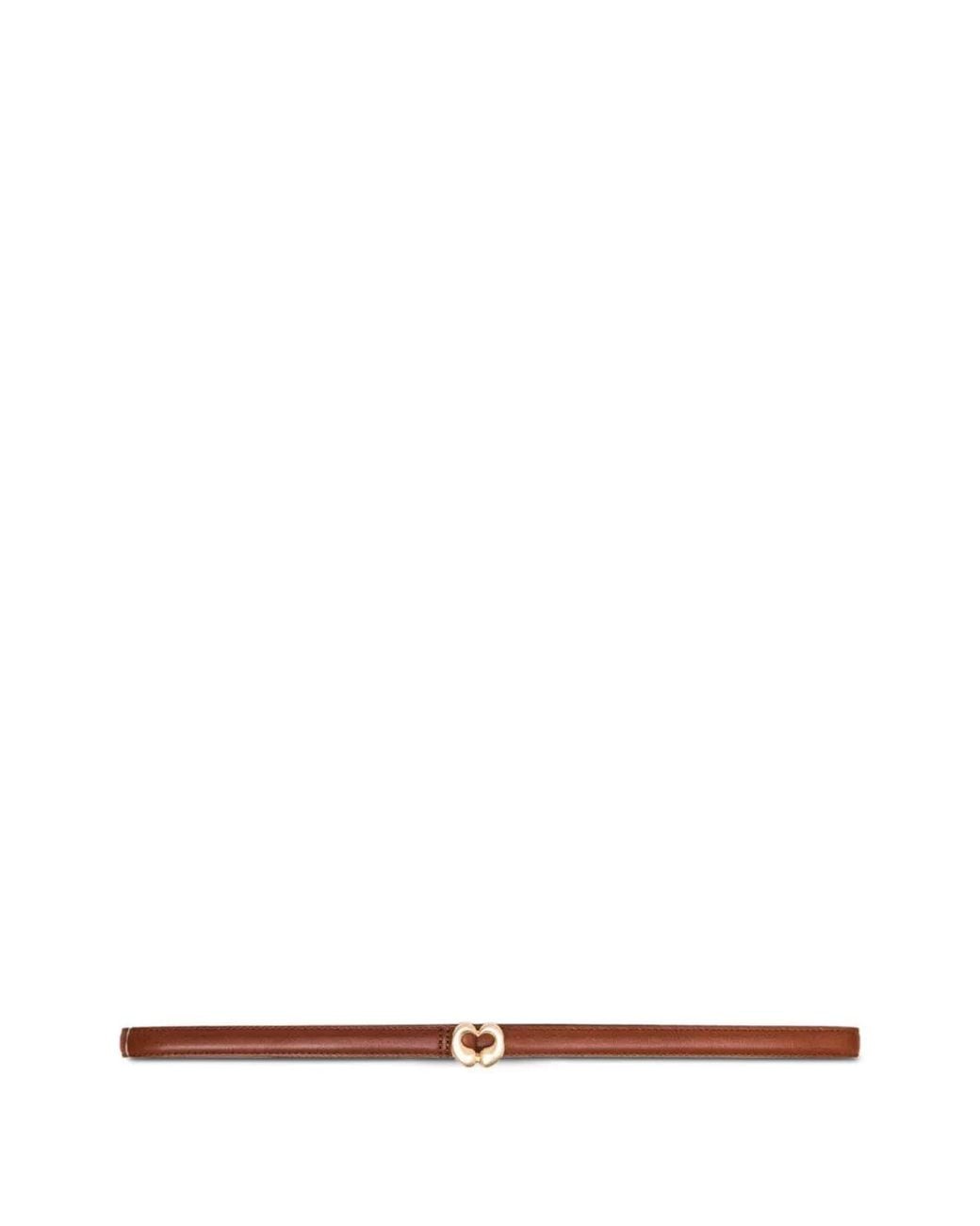 Maje White Slim Smooth Leather Logo Belt