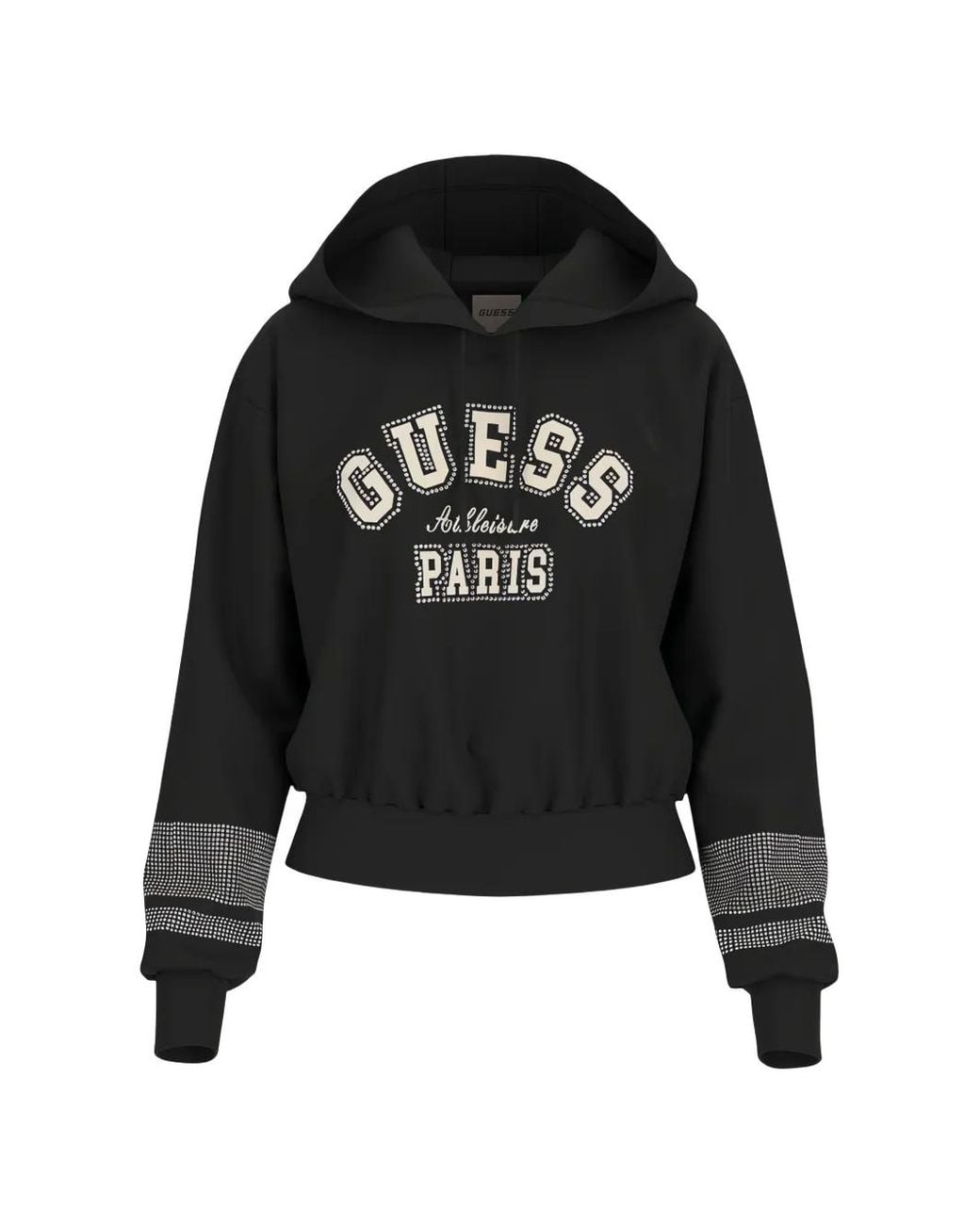 Guess Black Print-Detail Hoodie