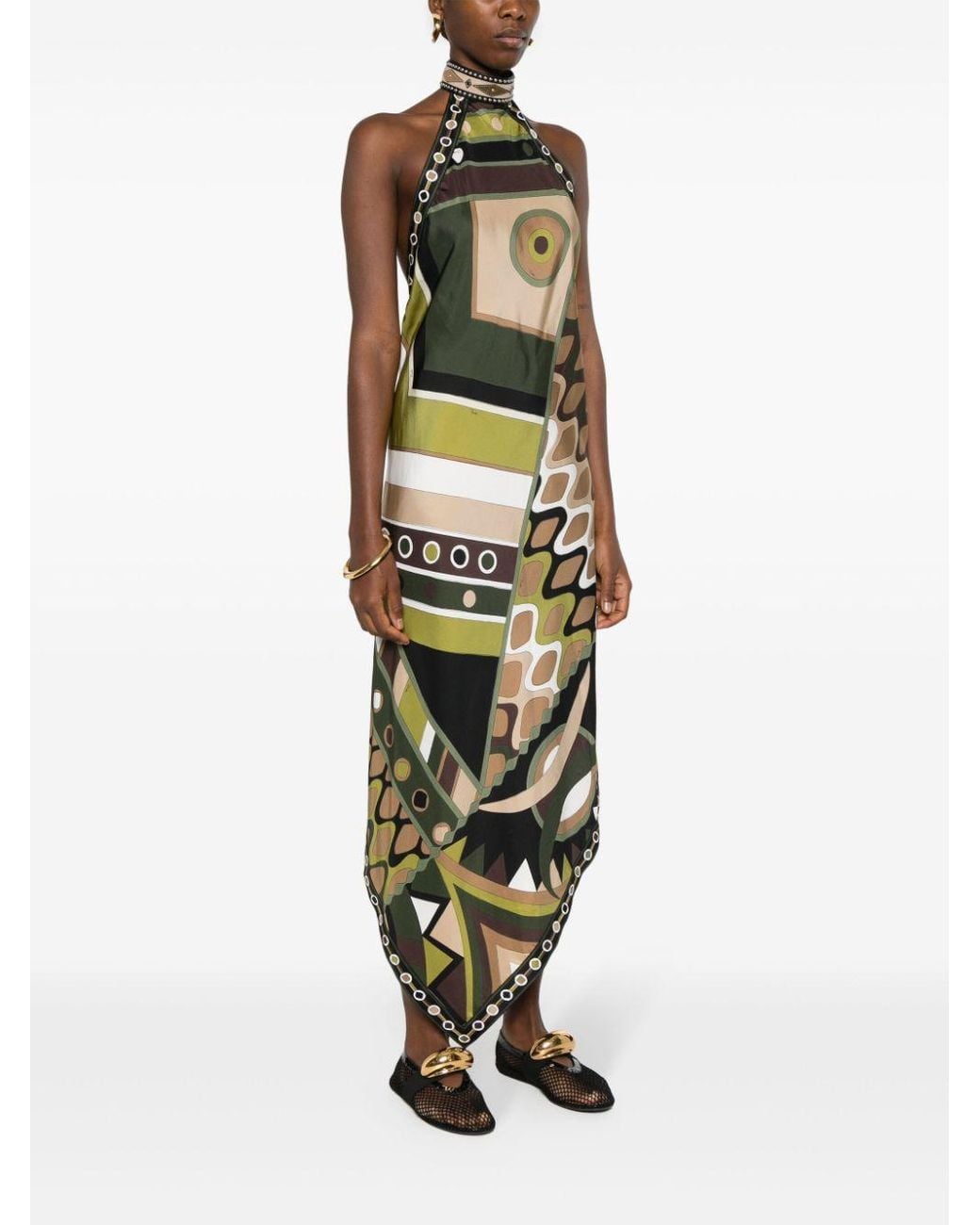 green geometric maxi dress Tuscan Hills Maxi Dress – Seahorse Lane main image 1