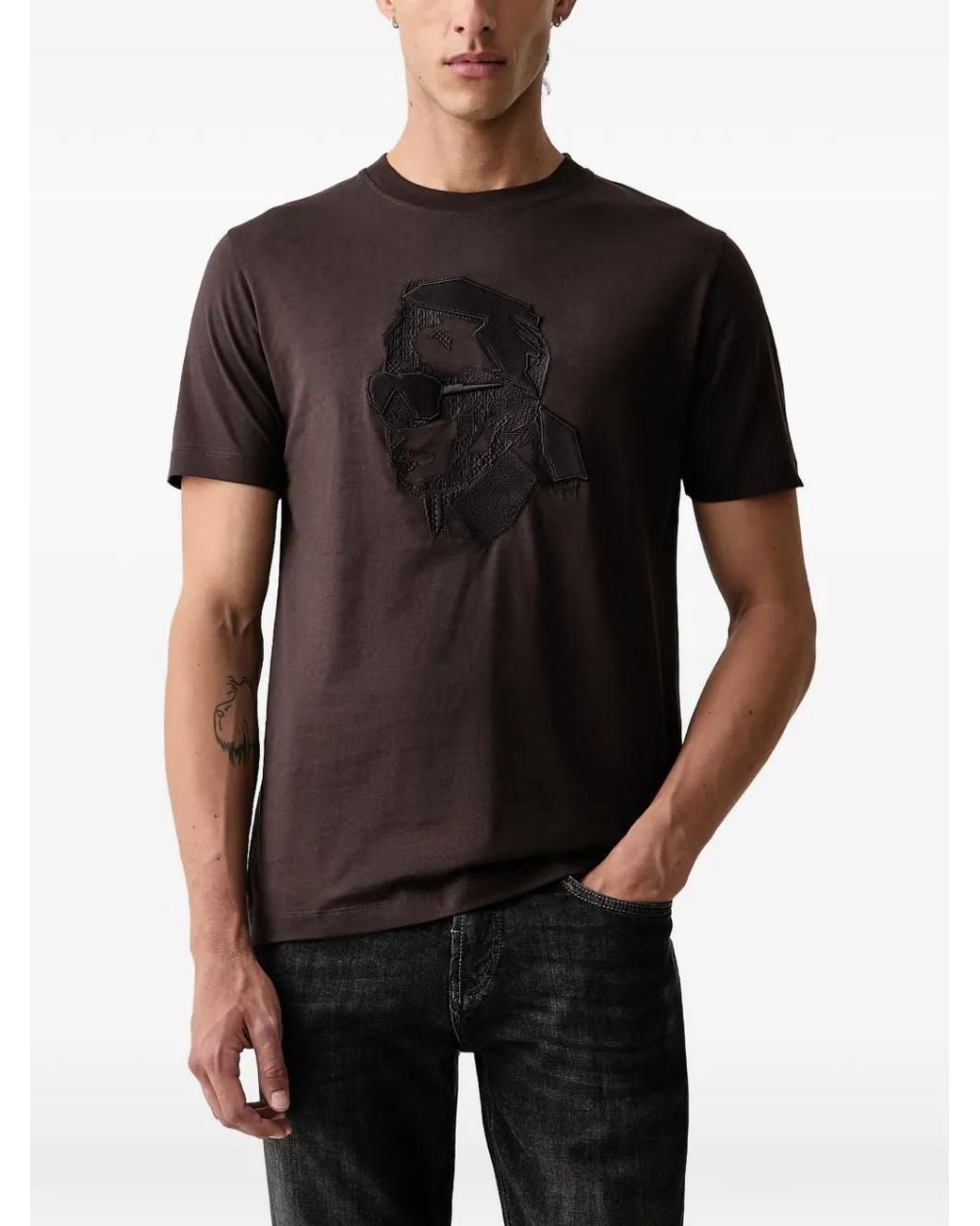 Karl Lagerfeld Black Ikonik-Patch T-Shirt for men