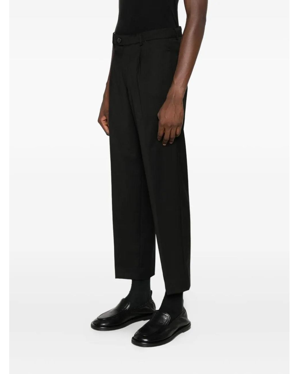Amaranto Black Pleated-Front Trousers for men