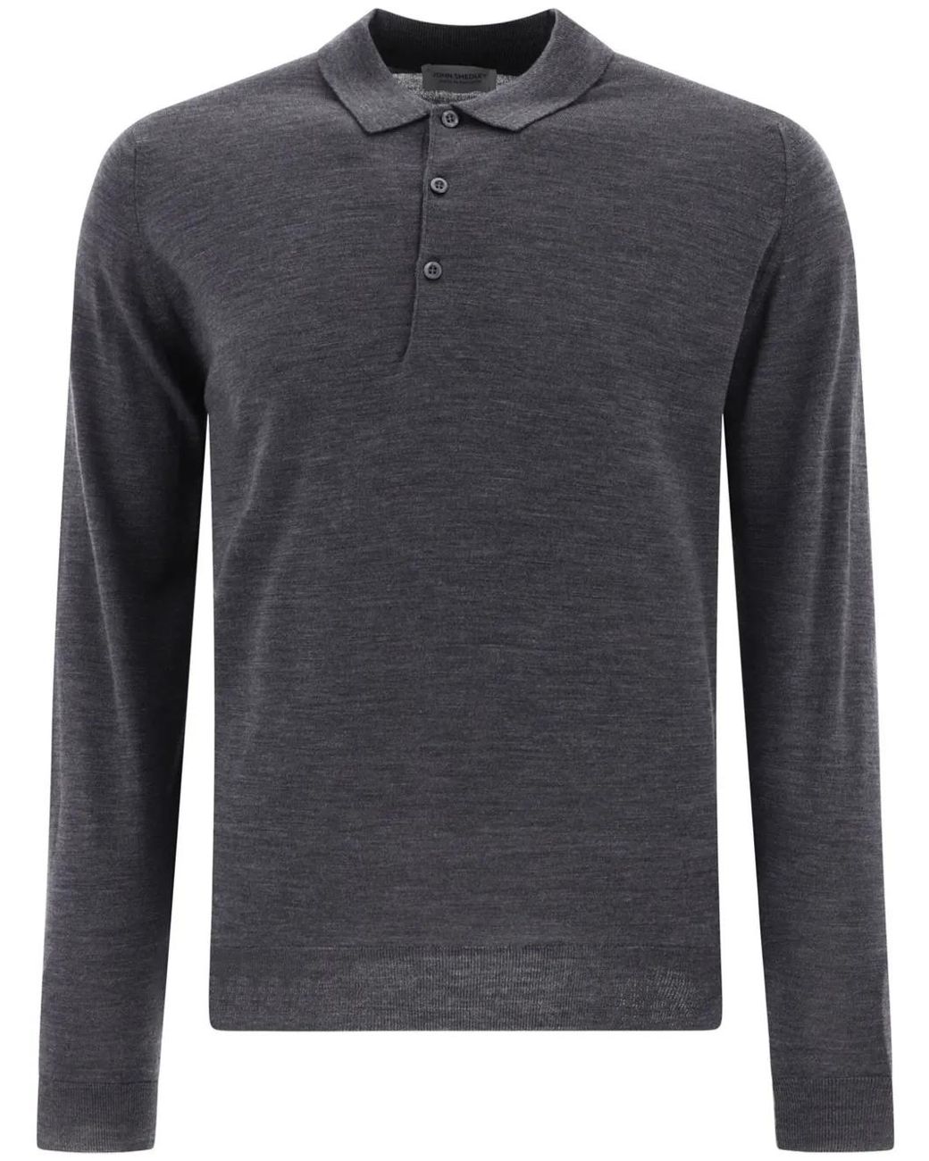 John Smedley Gray Merino Wool Polo Shirt for men