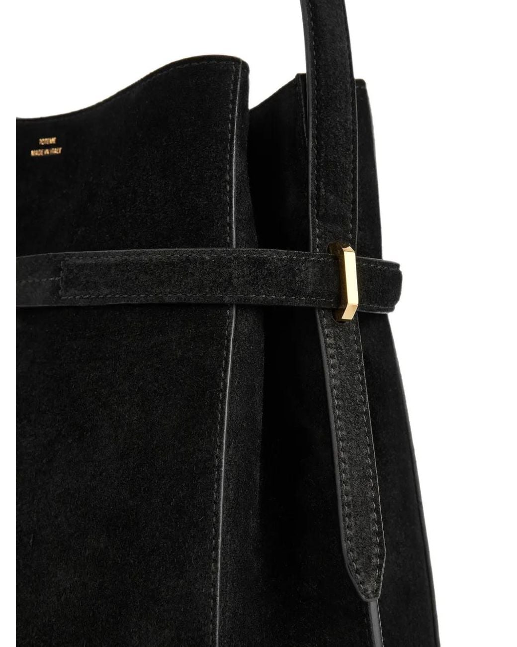 Totême Black Belted Suede Bucket Bag