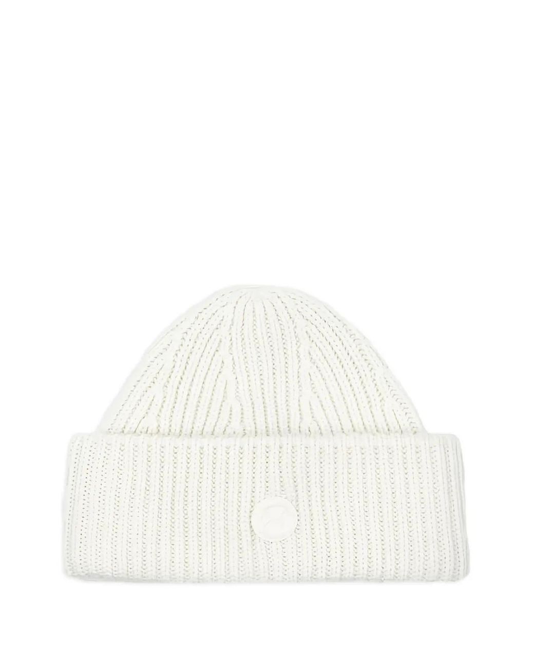 Yves Salomon White Ribbed-Knit Beanie