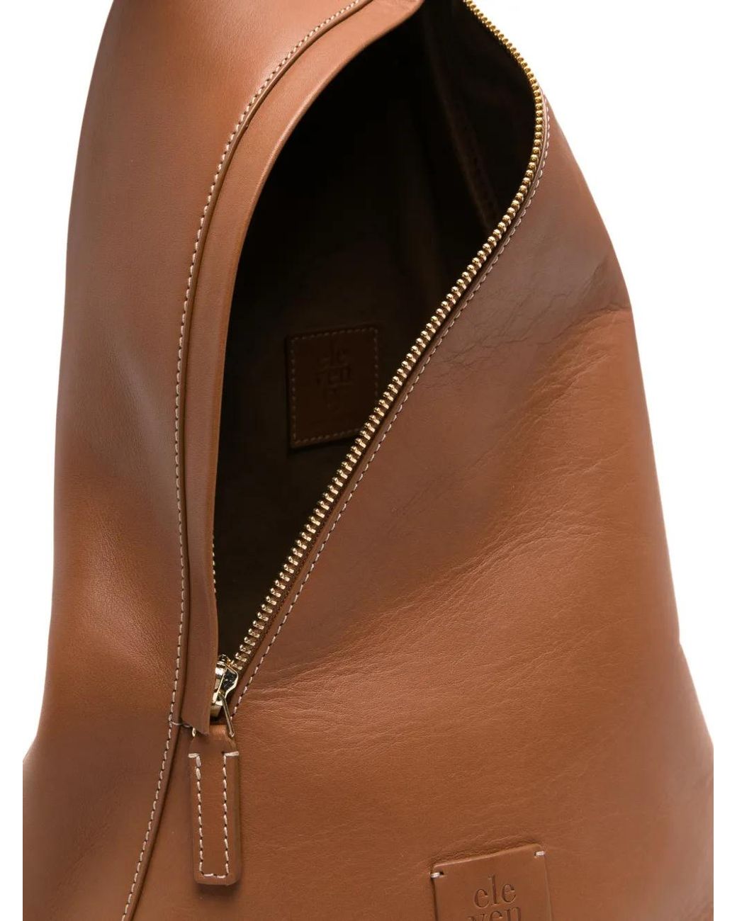 Eleventy Brown Logo-Patch Leather Backpack for men