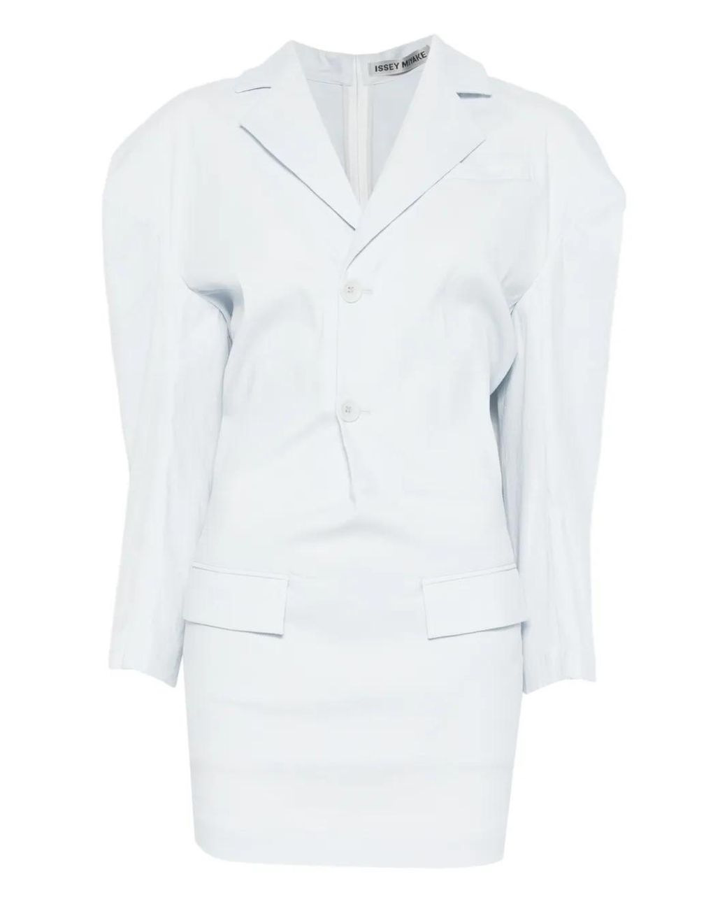 Issey Miyake White Blazer Like Torso À Revers Crantés
