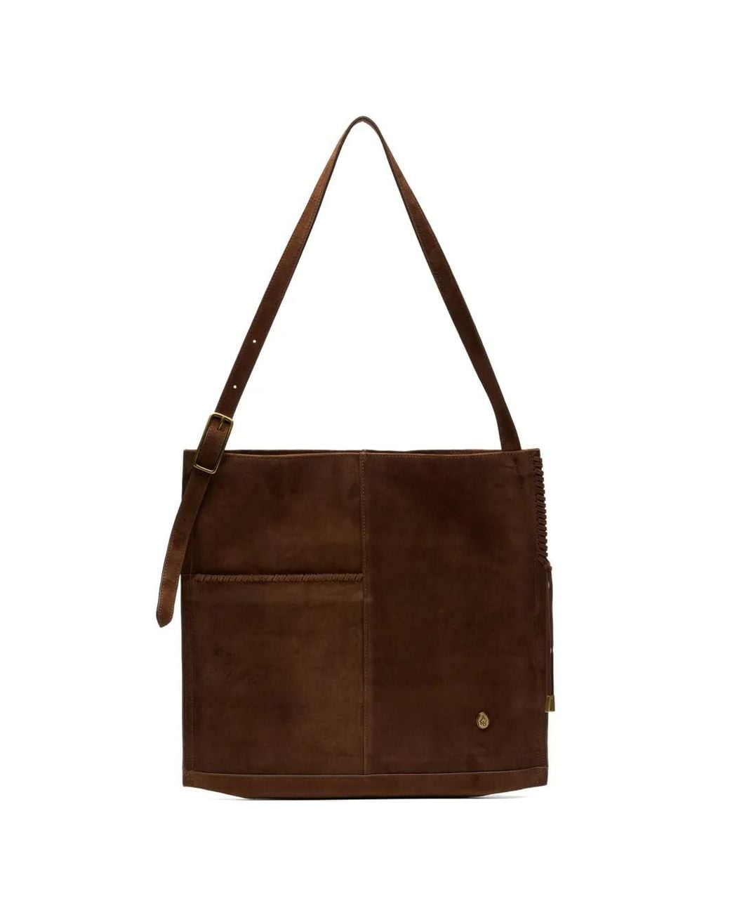 Ash Brown Hannah Whipstitch-Trim Tote Bag
